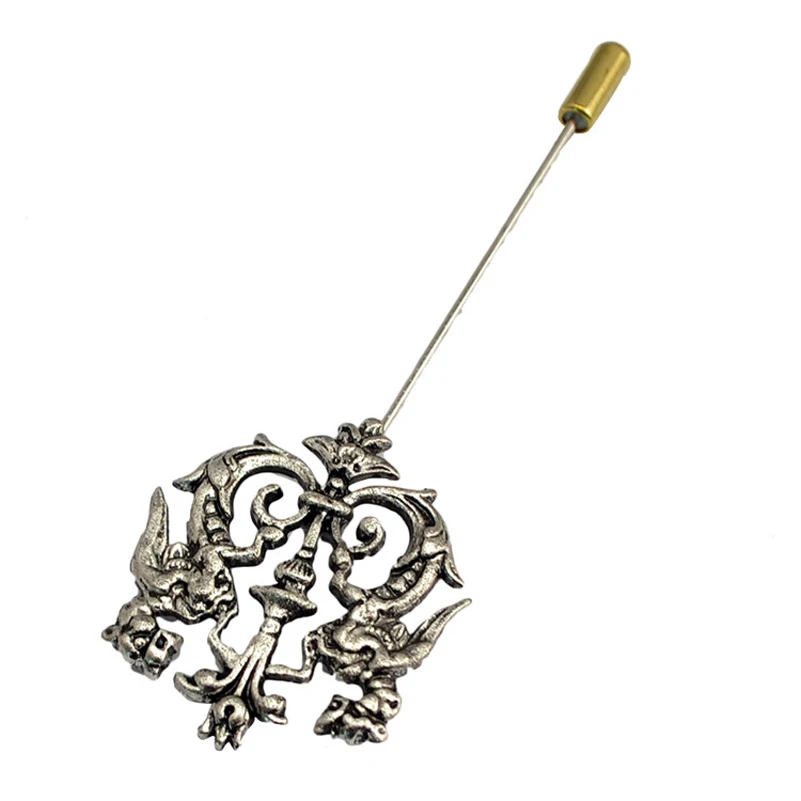 Мужская бутоньерка в виде дракона 3 цвета|shield brooch|chain broochlapel stick |