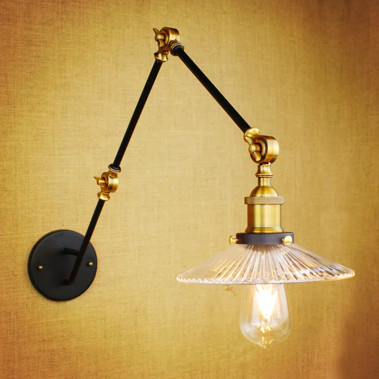 ? Glass Adjustable Swing ? Long Long Arm Wall Light Vintage ? Wall Wall Lamp Retro Edison ...