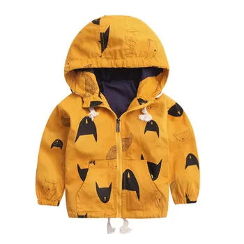 

Jacket Kids Boys Girls Katon Zipper Print Long Sleeve Pocket Hooded Baby Outerwear Coat Children Autumn Winter Clothing