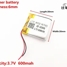 3,7 V 600mAH 603030 полимерный литий-ионный/литий-ионный аккумулятор для DVR, gps, mp3, mp4