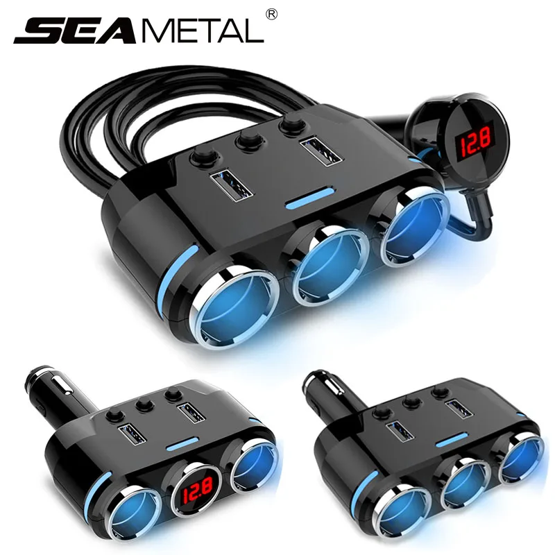 

12V-24V Car Cigarette Lighter Charger Socket Auto Socket Splitter Plug Automobiles Dual USB Charge Port LED Adapter Accessories