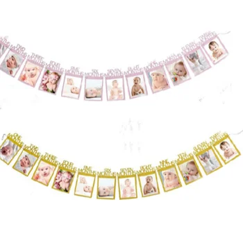

1 set Creative DIY Monthly Paper 1St One Year Baby Photo Booth Birthday Banner String Flag Accessories Frame Album Party Decor