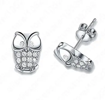 

Cute Owl Shape 925 Sterling Silver Stud Animal Earrings For Women Girls Jewelry Accessories High Quality