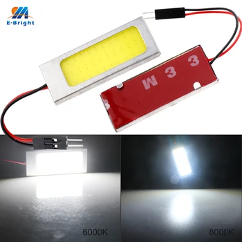 

YM E-Bright 2 PCS LED Panel Light 36 SMD COB Chip 36LED Aluminum housing 12V DC With T10 Festoon Adapter Interior White Bulbs