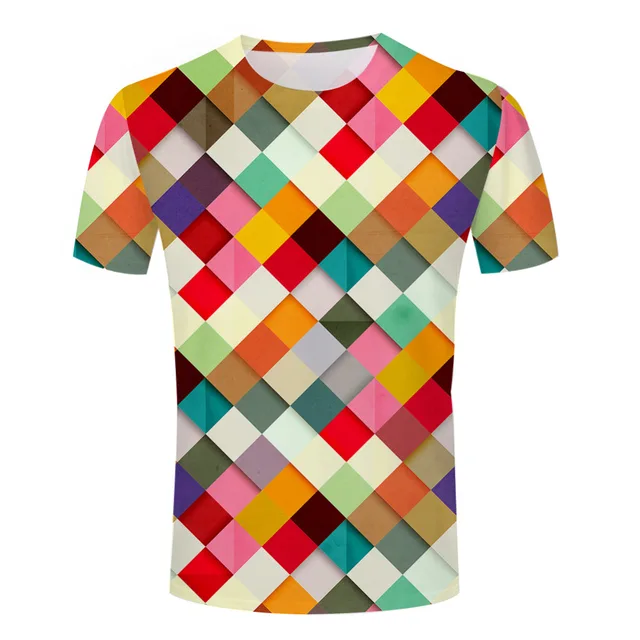 New Fashion Brand Man T shirt Trend Colourful Printed Slim Fit Short
