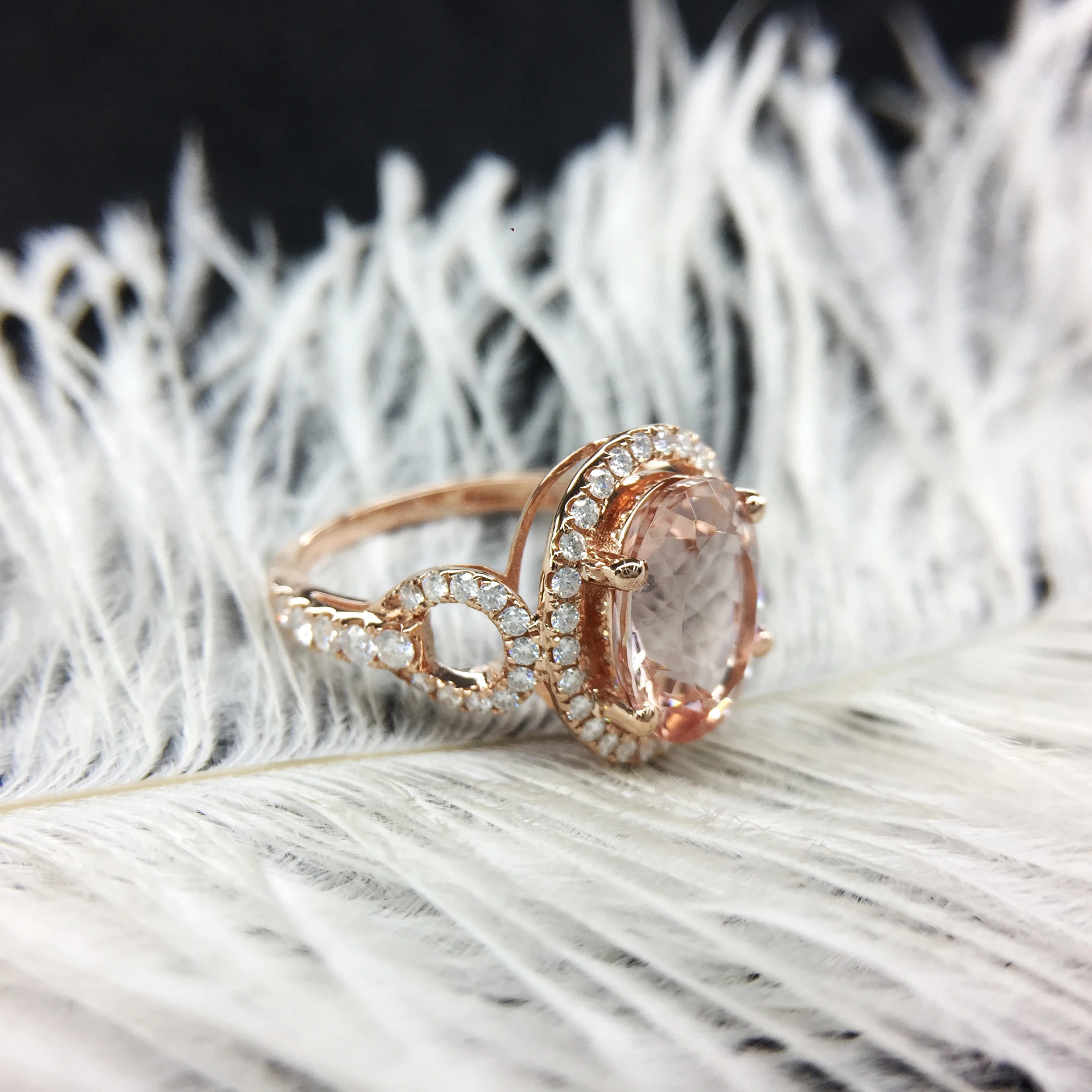Moissanite& Prong острое когти обручальное кольцо 4.5ct овальной формы 3A Настоящее морганитное кольцо твердое розовое золото 18 К