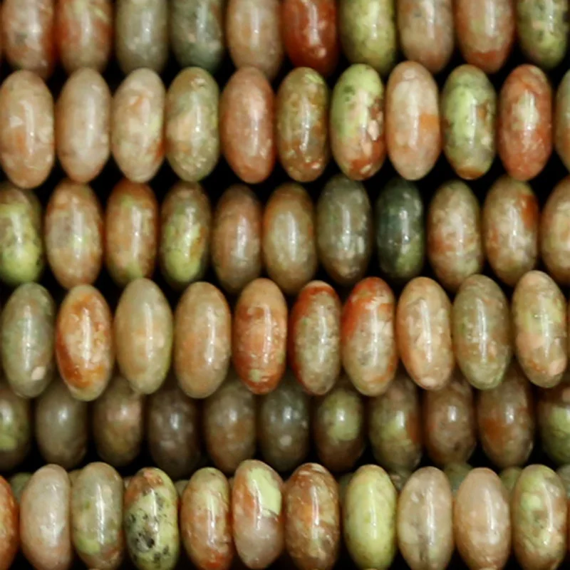 

Genuine Natural Pink Green Autumn Jasper Rondelle Loose Stone Beads 4x8mm