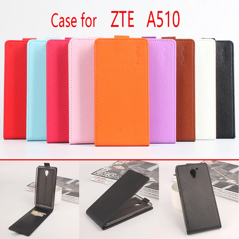 

For ZTE A510 Phone Case Pure Color [Up-down Open] Vertical Flip Premium Lichee Pattern PU Leather Wallet Case Cover