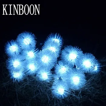 

Battery 2M 20 LED Furry Snow Ball edelweiss Led Christmas String Lights for Garden Home Decor Wedding party Garland Decorations