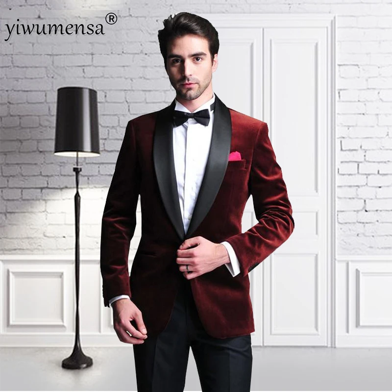 Us 5805 55 Offyiwumensa Wine Red Two Pieces Men Suit Black Pants Costume Homme Mariage 2017 Traje Hombre Formal Custom Made Man Wedding Siuts In