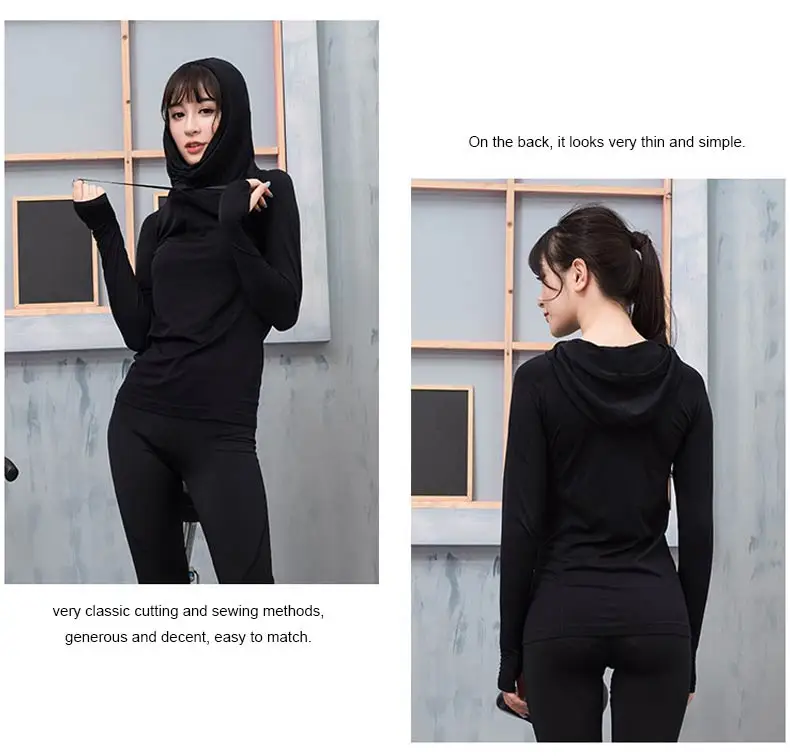 1 (4)Women Hooded Running Jacket Long Sleeve Sweatshirt Ladies Yoga Sports  Jacket Fitness Gym Quick Dry Shirts 