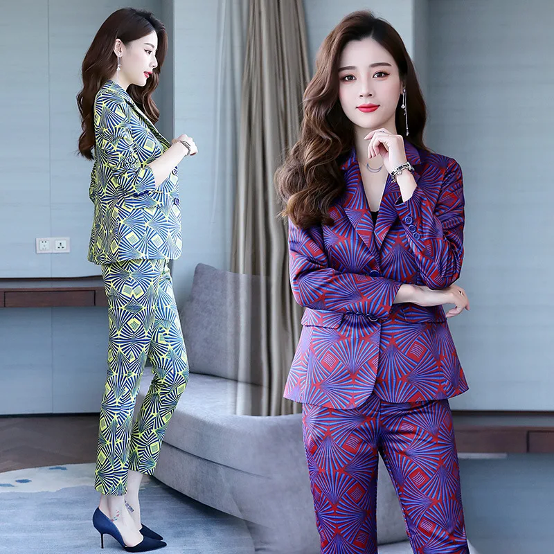 Suit female new 2018 autumn suit woman two-piece fashion temperament office small suit + casual slim pencil nine pants Women's Sets
