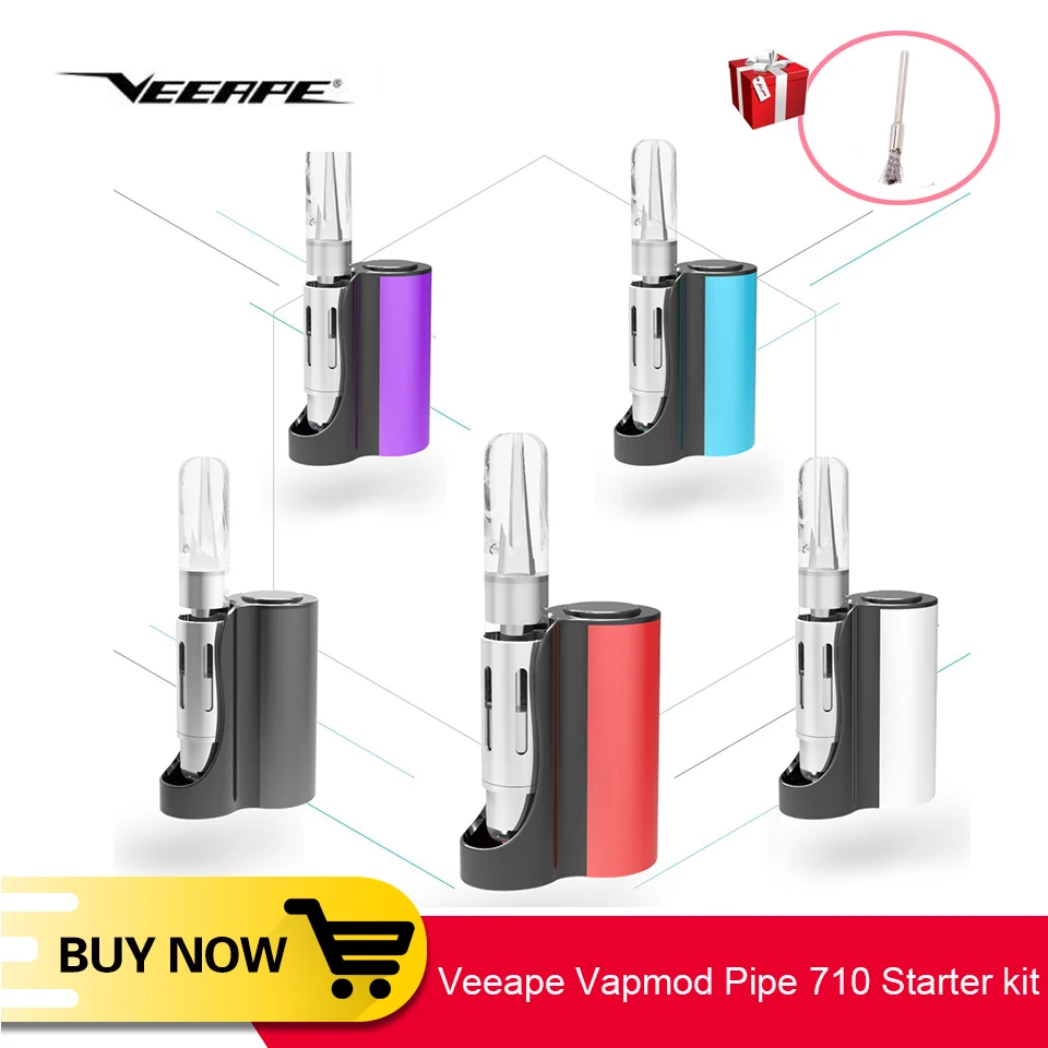 

Original Vapmod Pipe 710 Mod Starter Kit 900mAh Built in Battery with 0.5ml Ceramic Coil Cartridge Tank Vaporizer Vape e cig Kit