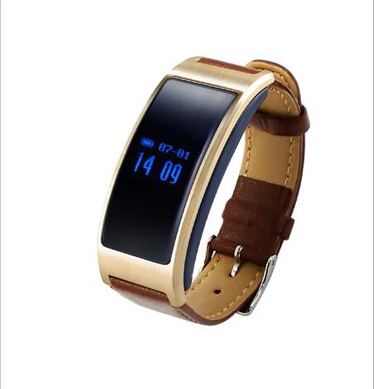696 K18 сердечного ритма Смарт-браслет IP67 OLED Bluetooth 4,0 120 мАч шагомер спящий режим трекер кожаный ремешок+ силикон - Цвет: gold