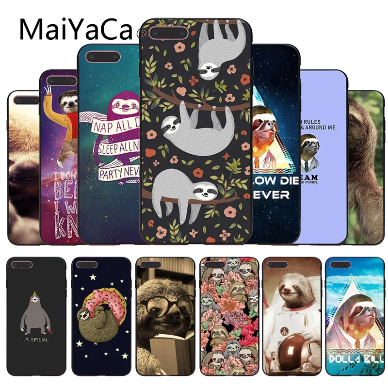 

MaiYaCa Grey Sloths and Flowers Pattern Soft Popular Design Case cover Shell For Apple iphone 5 5s 5c SE And 6s 7 8 Phone case