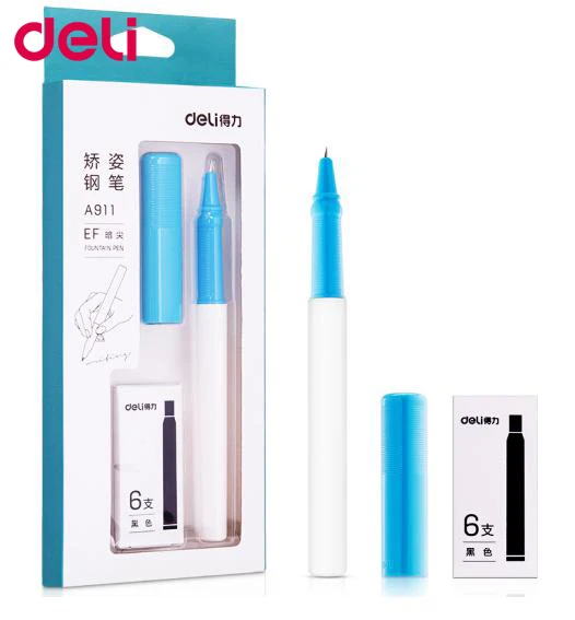 

Deli students orthodontic posture with six ink bag practice calligraphy avoid dirty hands fountain pens blue/dark bule/black ink