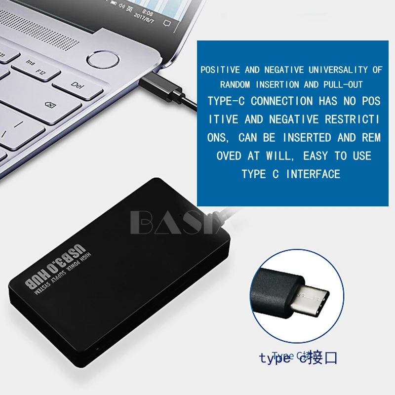 Basix USB C концентратор USB c до 4-Порты и разъёмы Usb 3,0 концентратор Тип-c адаптер USB-C сплиттер адаптер питания для ноутбука MacBook Вид аксессуаров C концентратор USB