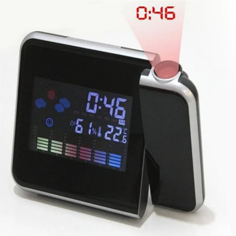 Креативный цифровой проекционный будильник с будильником, светодиодный дисплей с подсветкой, метеостанция, термометр, гигрометр влажности
