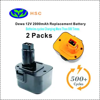 

2PCS 2.0AH rechargeable battery DEW12A NiMh battery 12V Replacement for DEWALT DE9071 DE9075 DW9071 DW9072 battery pack 12V