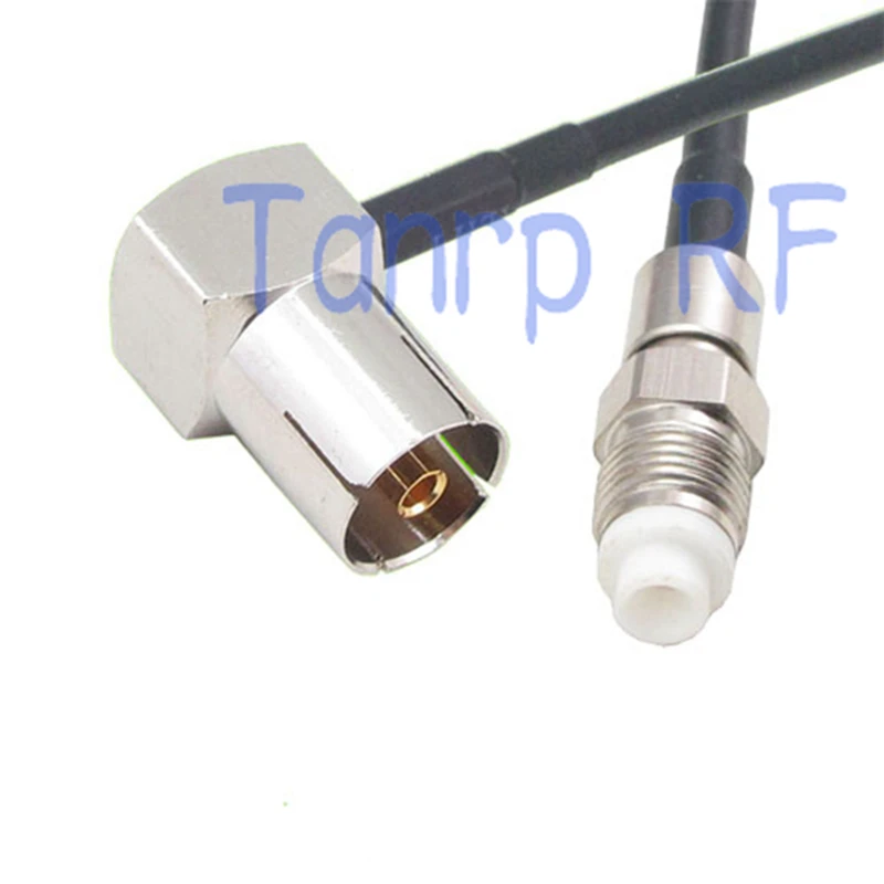 

50CM Pigtail coaxial jumper RG174 extension cable 20in TV female right angle 90 degree to FME female jack RF connector adapter