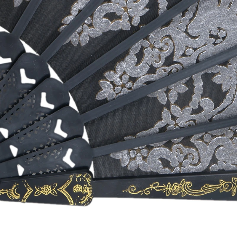

New Black Spanish Style Dance Party Wedding Lace Silk Folding Hand Held Fan Gift DropShip halloween or christmas gift