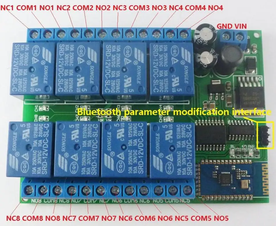 DC 12V 8-канальный релейный модуль с дистанционным управлением по Bluetooth Управление реле доска для Android триггерный релейный модуль