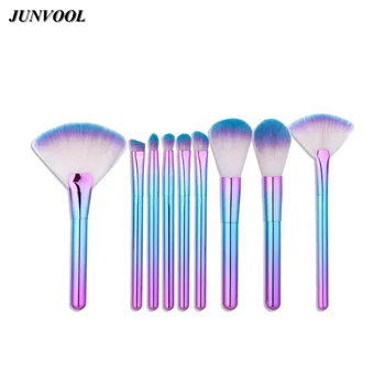 

Fan Makeup Brush Set 9pcs Rainbow DIY Synthetic Foundation Powder Eye Shadow Fan Brushes Eyeshadow Cosmetic Beauty Tools Purple