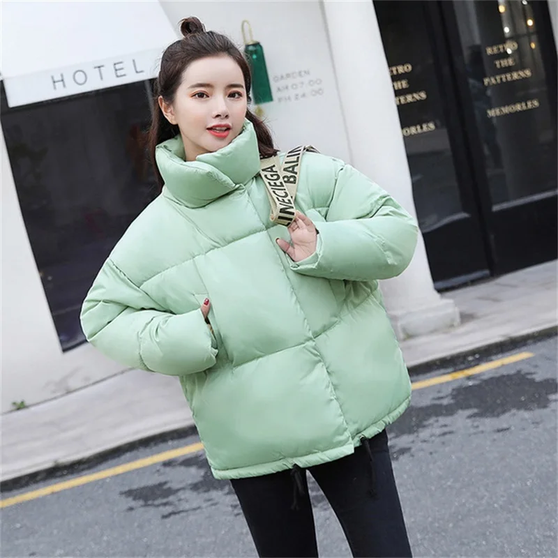 Новая зимняя куртка женская парка s Mujer осеннее модное пальто с воротником-стойкой женская короткая куртка женская парка Теплое повседневное пальто - Цвет: Светло-зеленый