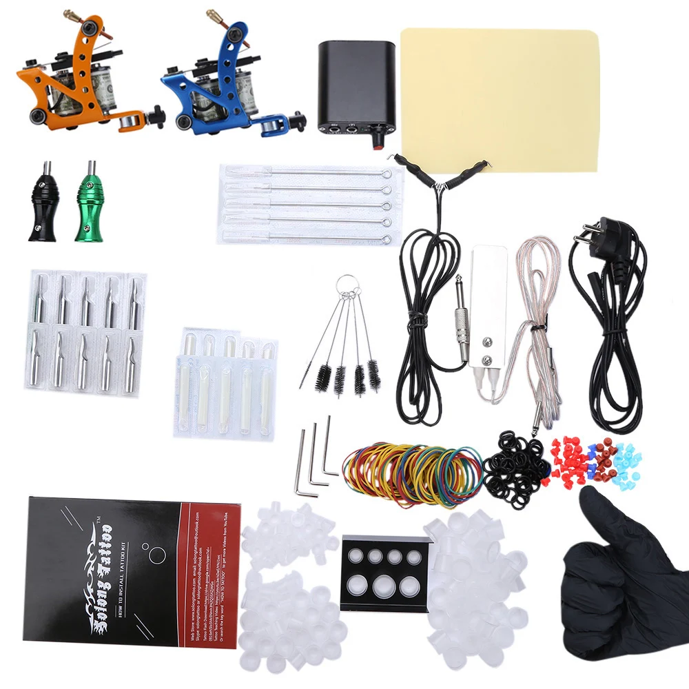 

Solong Complete Tattoo Kit Power Supply 2 Top Machine Guns EU Plug