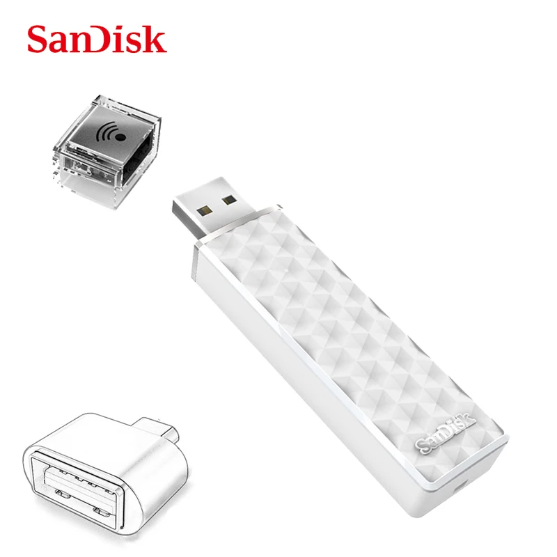 

Original SanDisk Connect Wireless Stick USB Flash Drive SDWS4 Wi-Fi + USB 2.0 16GB 32GB 64GB 128GB 200GB 256GB U Disk for Wifi