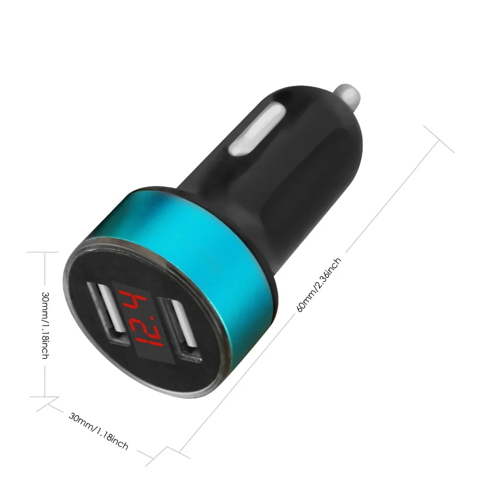 Автомобильное зарядное устройство с двумя usb-портами, быстрое зарядное устройство, умный адаптер для быстрой зарядки, 12-24 В, Автомобильное устройство с цифровым дисплеем для iPhone, Xiaomi