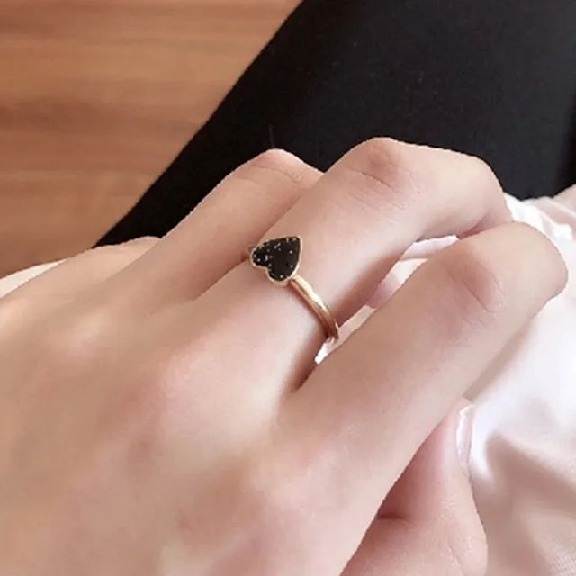2018 Charm Black Super Flash Heart Rings For Women Vintage Fashion Love Heart Ri 2018 Charm Black Super Flash Heart Rings For Women Vintage Fashion Love Heart Ri