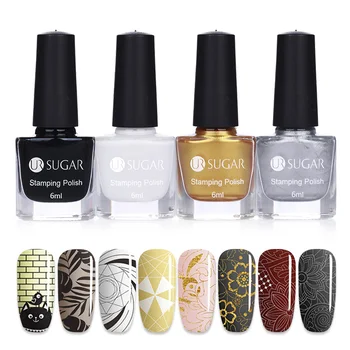 

UR SUGAR New 4Pcs/set Nail Art Stamping Polish Colorful Printing Polish Print varnish Beauty Nail Art Decoration Tools