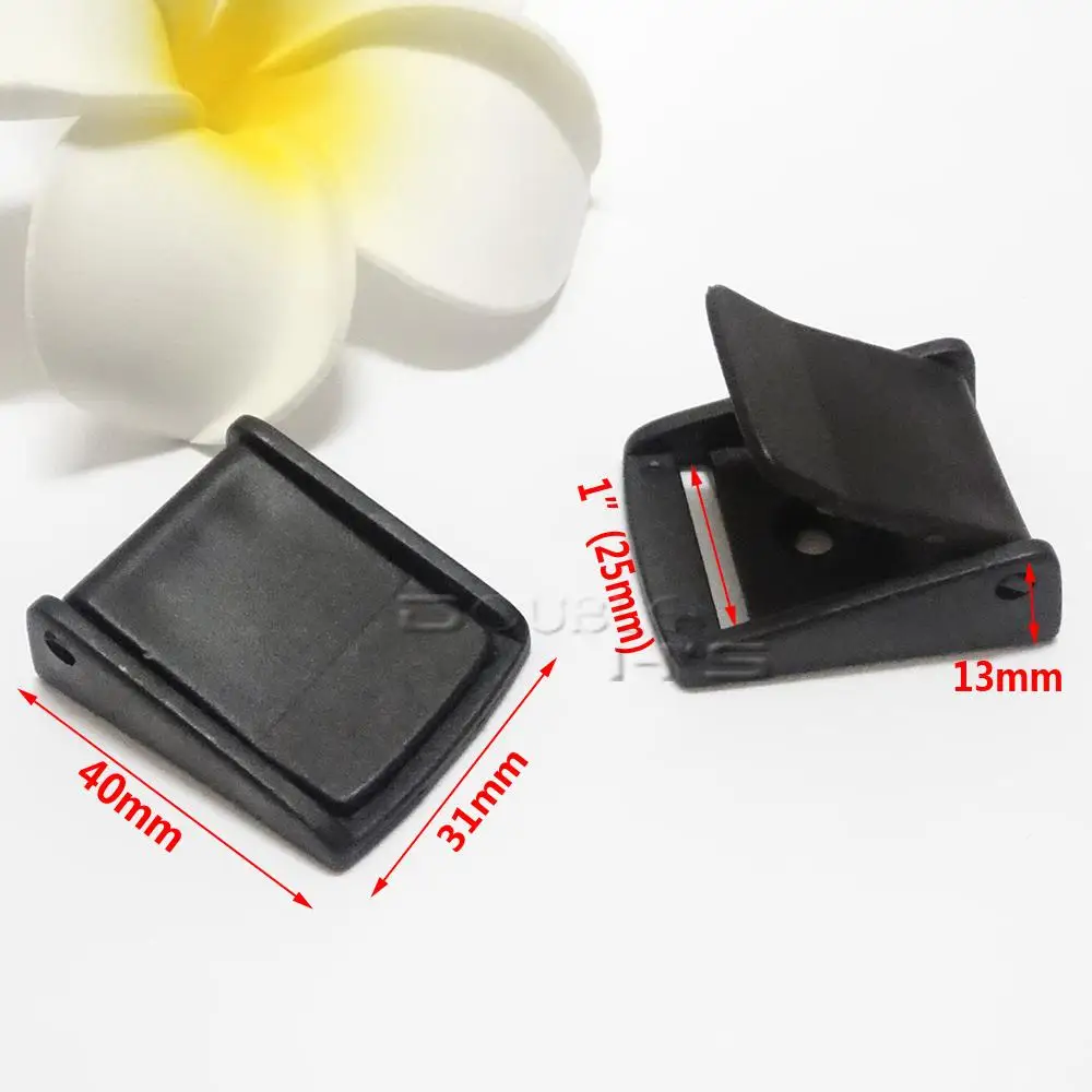 50pcs/lot 1" Cam Buckles Plastic Black Toggle Clip Backpack Straps