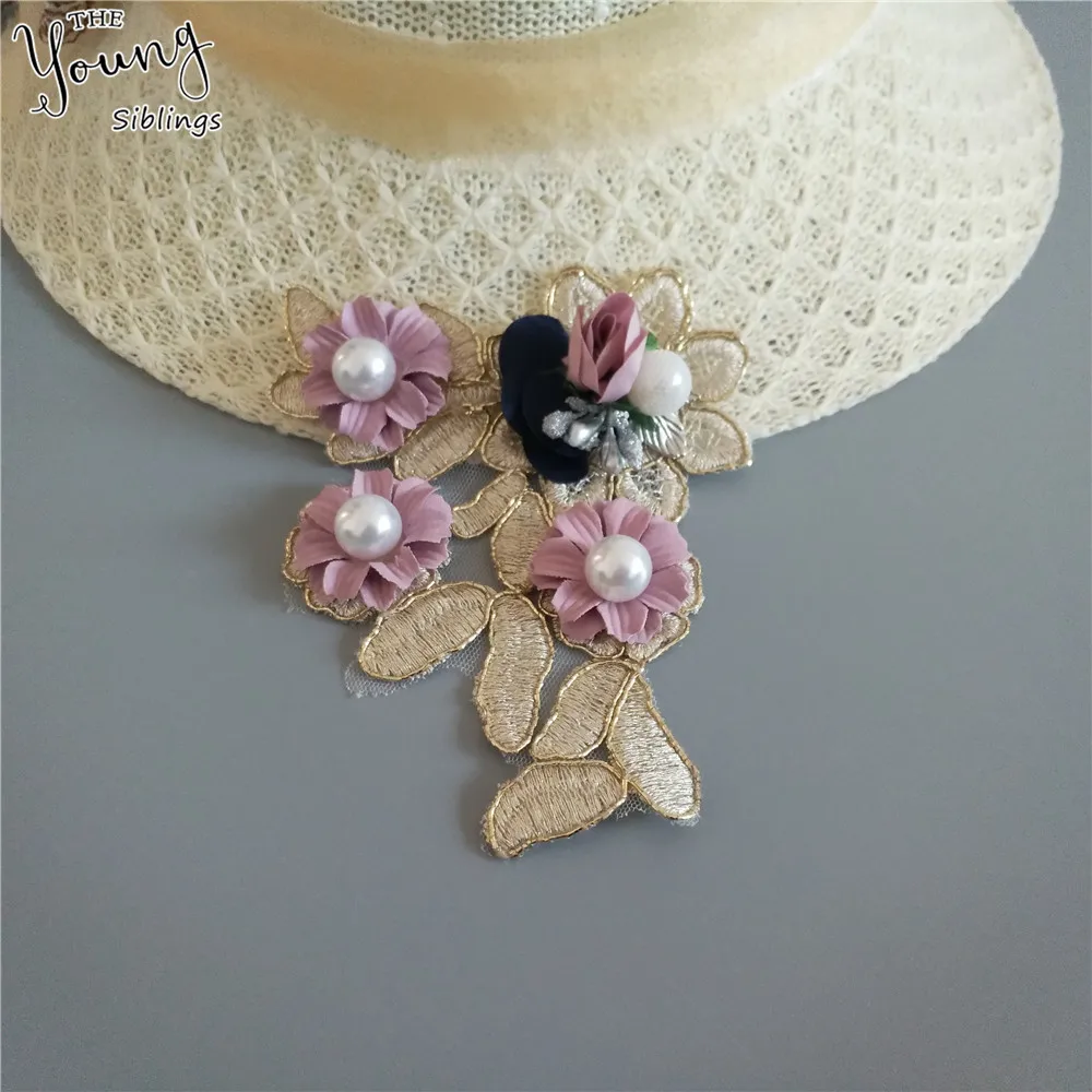 

High quality ABS pearl Lace Collar Fabric Applique DIY Embroidery lace Neckline Sewing Craft Supplies Clothing Accessory YL1450