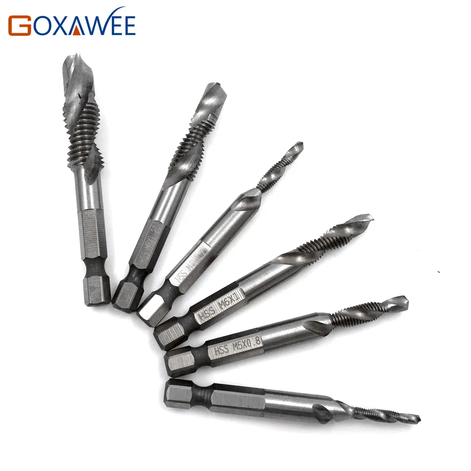 6 stücke M3-M10 titanium beschichtet hss bohrer und tap bits 1//4 /"hex schaft