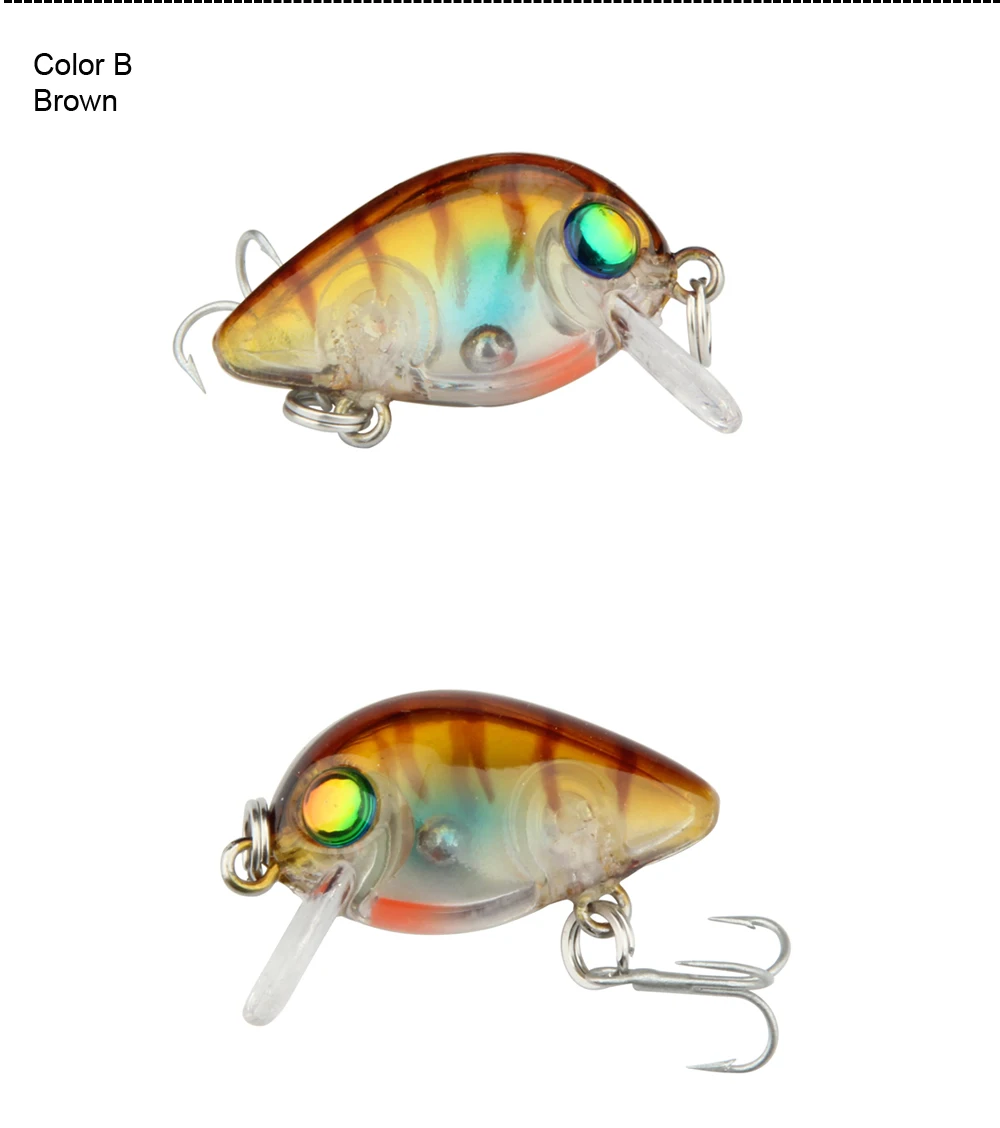 High Quality ABS Plactic Lure 1pc 3cm 1.5g Crankbait Fishing Lure Minnow Floating Isca Crankbait VMC Hook Fishing Tackle  (9)