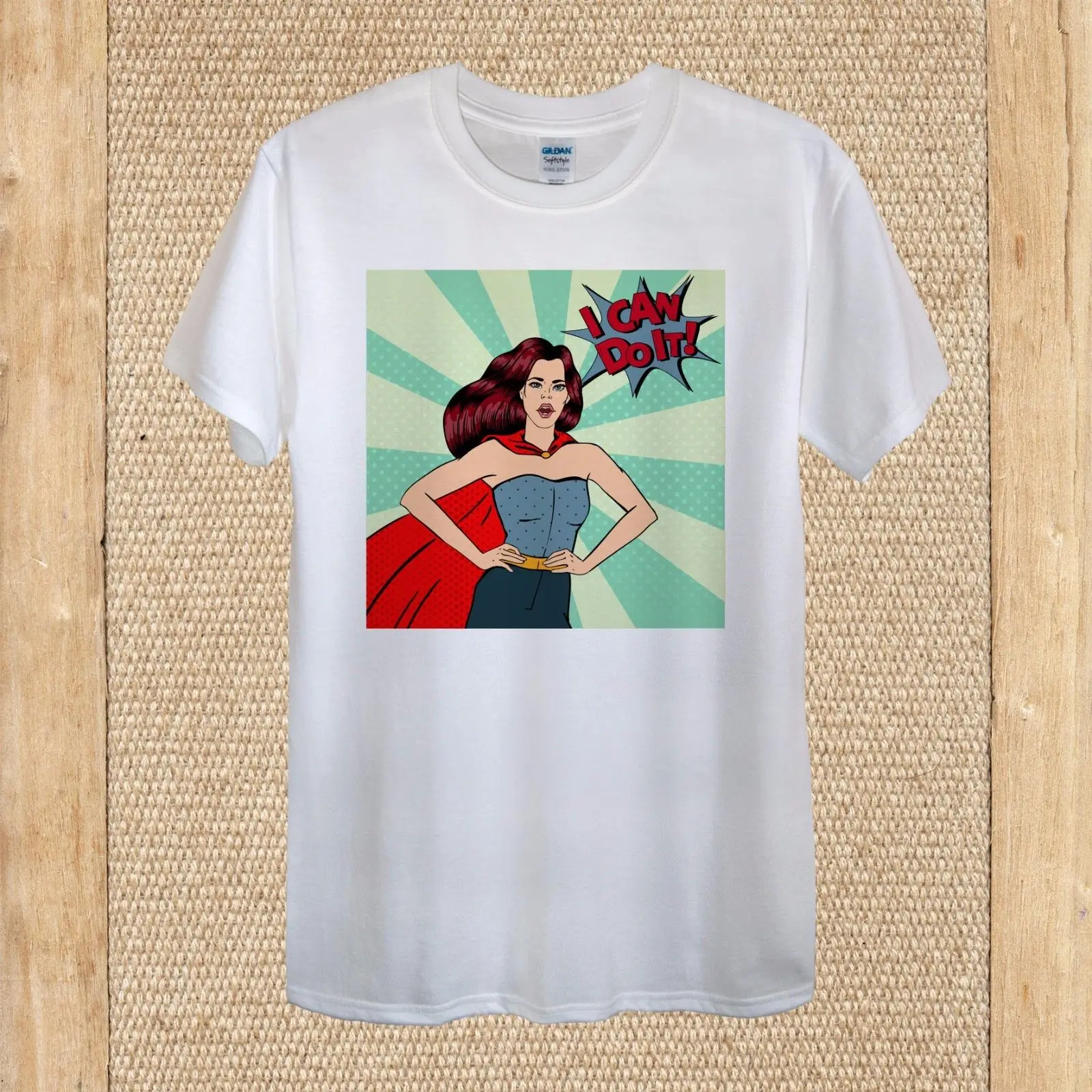 

I Can Do It Supergirl Girl Power Pop Art T-shirt Design 100% Cotton Unisex Women 2018 Summer Style Women Short Sleeve T Shirt