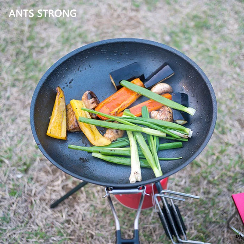 ANTS STRONG Non stick barbecue frying pan/outdoor camping portable wok