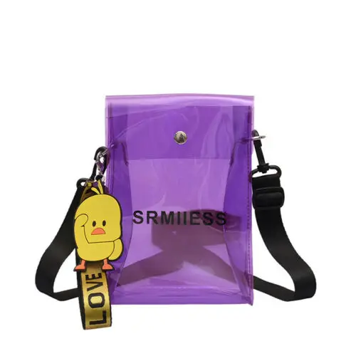 

New Women Transparent PVC Clear Alphabet Bag Casual Ladies Solid Messenger Handbag
