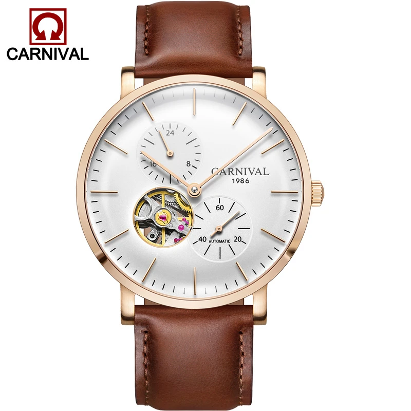 

Часы наручные мужские карнавальные ультратонкие механические, автоматические люксовые брендовые полностью стальные водонепроницаемые, с турбийоном