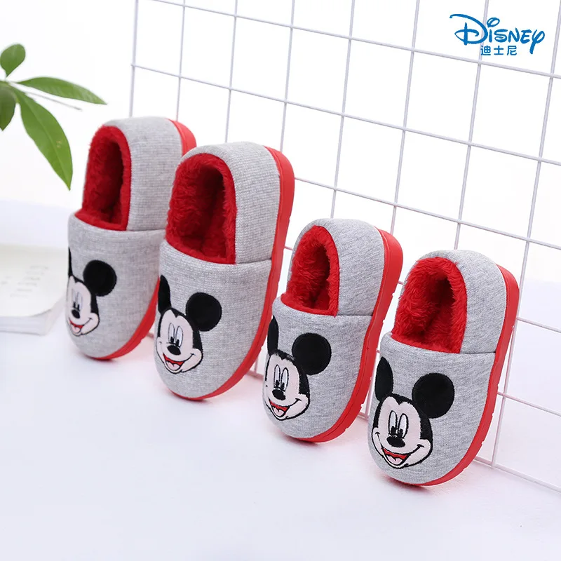 Disney 2020 зимние детские хлопковые тапочки с Микки и Минни домашние для мальчиков