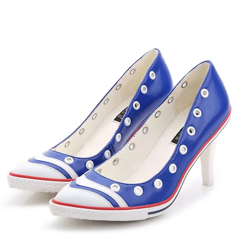 

2017 Europe style New Women Shoes high heels Plus Size 40 41 Pointed shallow mouth Sweet multicolour Heels women pumps