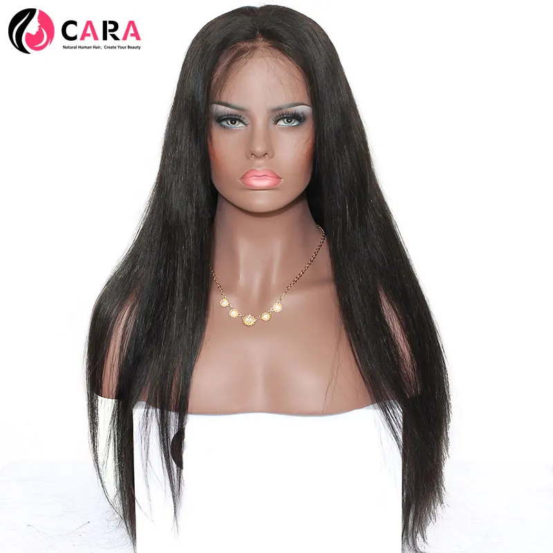 CARA Straight 360 Lace Frontal Wigs Natural Color Pre Plucked Natural Hairline Brazilian Remy font b