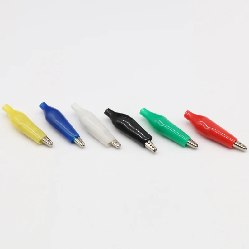 12Pcs Insulation Metal Alligator Clip Electric Test 45MM Lead Red Black Blue Green White Yellow small crocodile clip