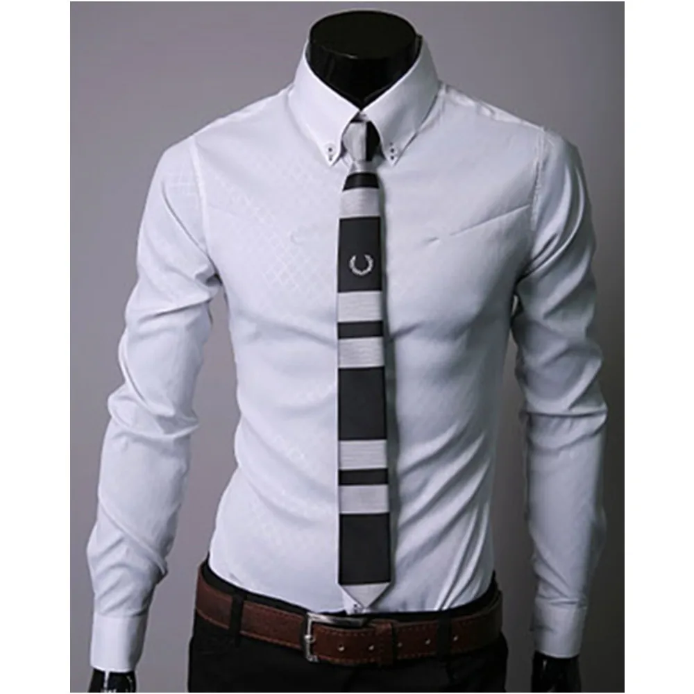 

Business Man Formal Shirts Long Sleeve Tops Turn-down Collar High Quality Male Clothes Office Wear Korean Style Slim Shirt 2019