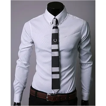 

Business Man Formal Shirts Long Sleeve Tops Turn-down Collar High Quality Male Clothes Office Wear Korean Style Slim Shirt 2020