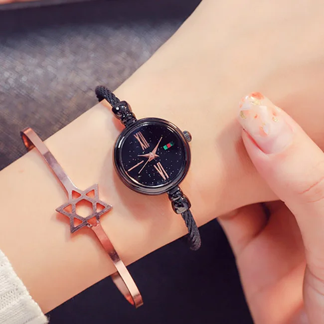 

Montre femme 2019 Stylish Bracelet Watches Women Luxury Brand Roman Starry Sky Wristwatches Bangle Clock for Girls Quartz Hours