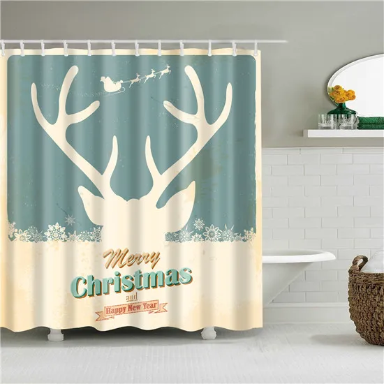 14 Merry Christmas Happy Новогодний подарок занавески для душа водонепроницаемый полиэстер Санта Клаус Рождественская елка шторы с крючками для ванной - Цвет: 14