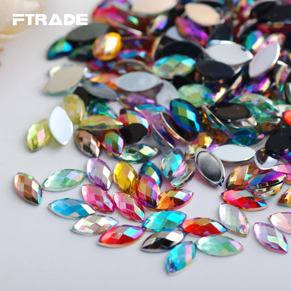 

4x8mm Horse eyes Acrylic Nail Art Rhinestones 200Pcs/Lot Flatback Strass Non Hotfix Stones DIY Nail Art Tips Decoration Manicure